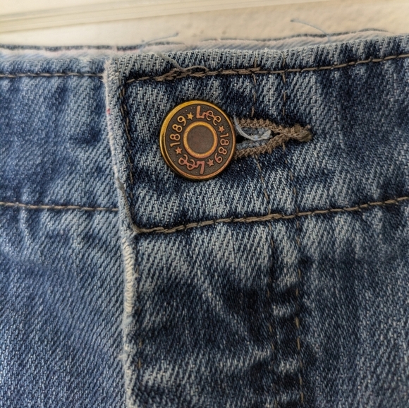 Vintage Lee Paper Bag/Elastic Waist Medium Wash Jeans sz 14 90s Straight Leg - Picture 6 of 10